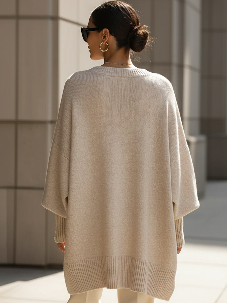 Jennifer | Jersey Oversize Drapeado con Cuello Ancho