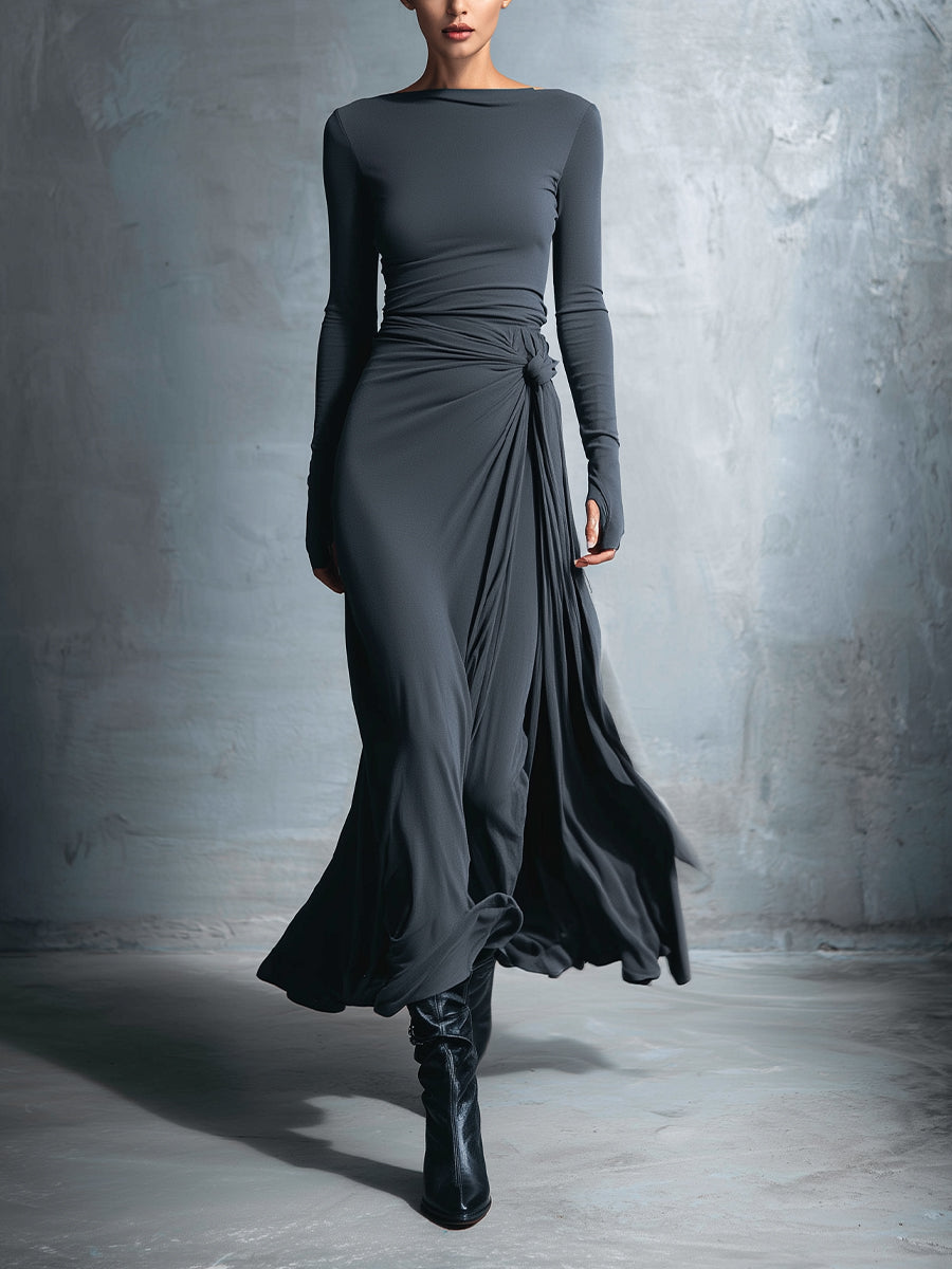Naomie | Maxivestido Cruzado con Nudo de Seda