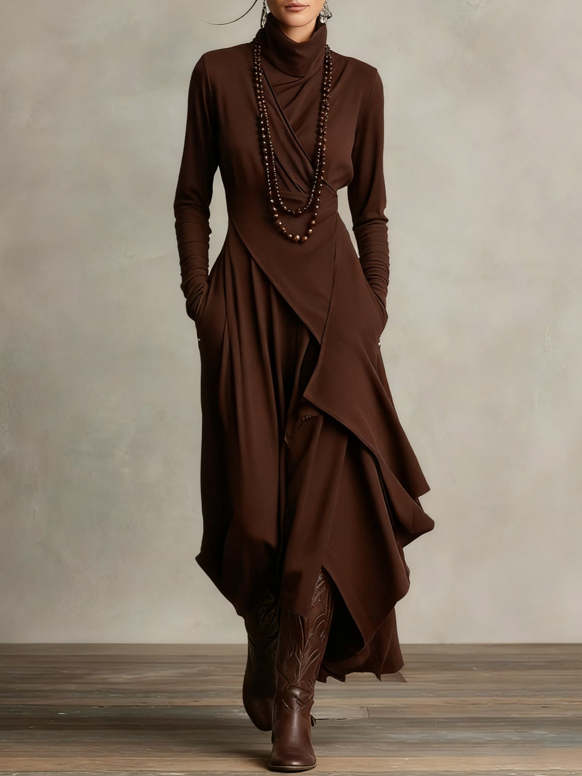 Arielle | Vestido Vintage Asimétrico de Cuello Alto