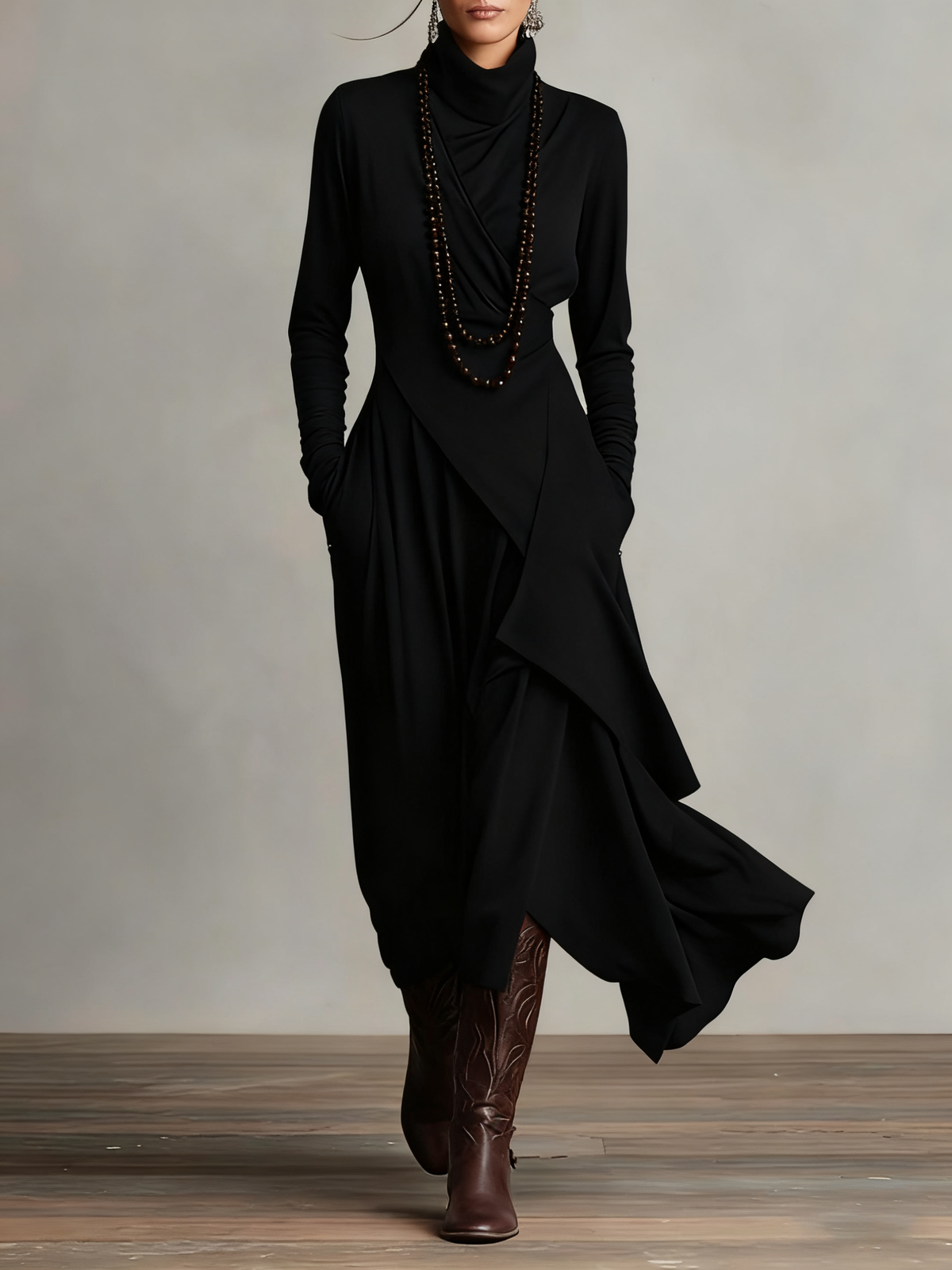 Arielle | Vestido Vintage Asimétrico de Cuello Alto