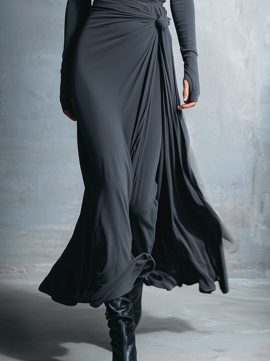 Naomie | Maxivestido Cruzado con Nudo de Seda